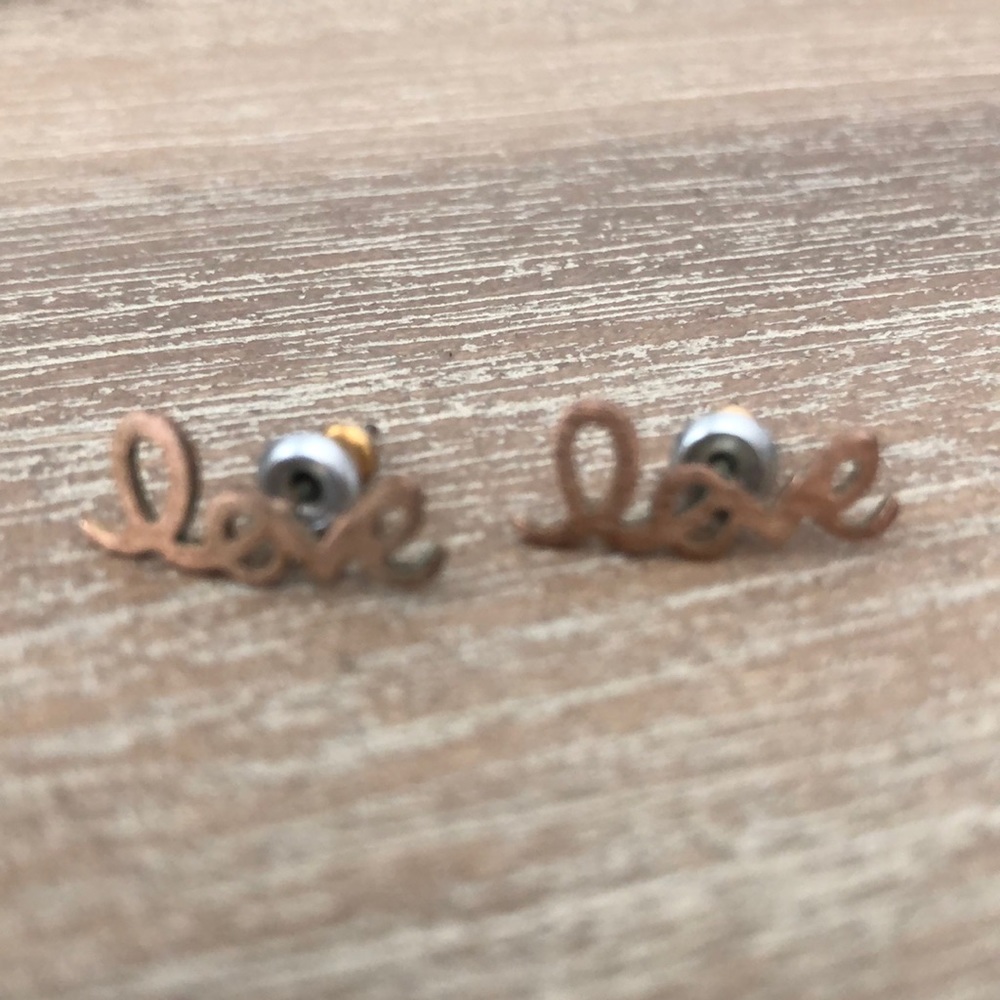 Love earrings- rose gold tone